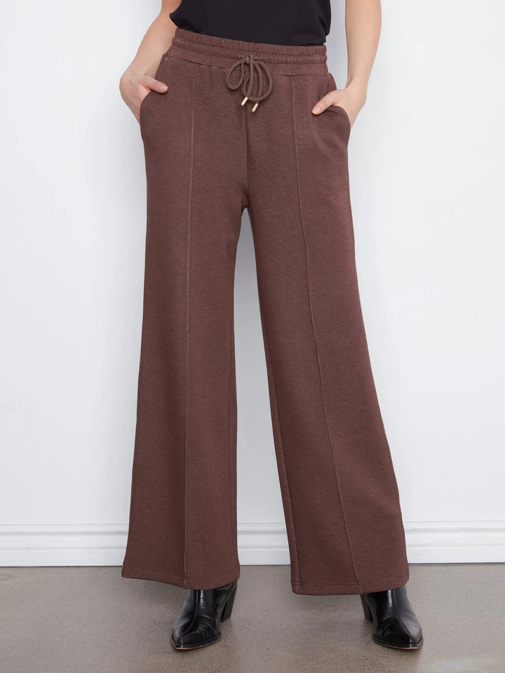 Wide Leg Pin Tuck Pants With Elasticated Waist in Espresso