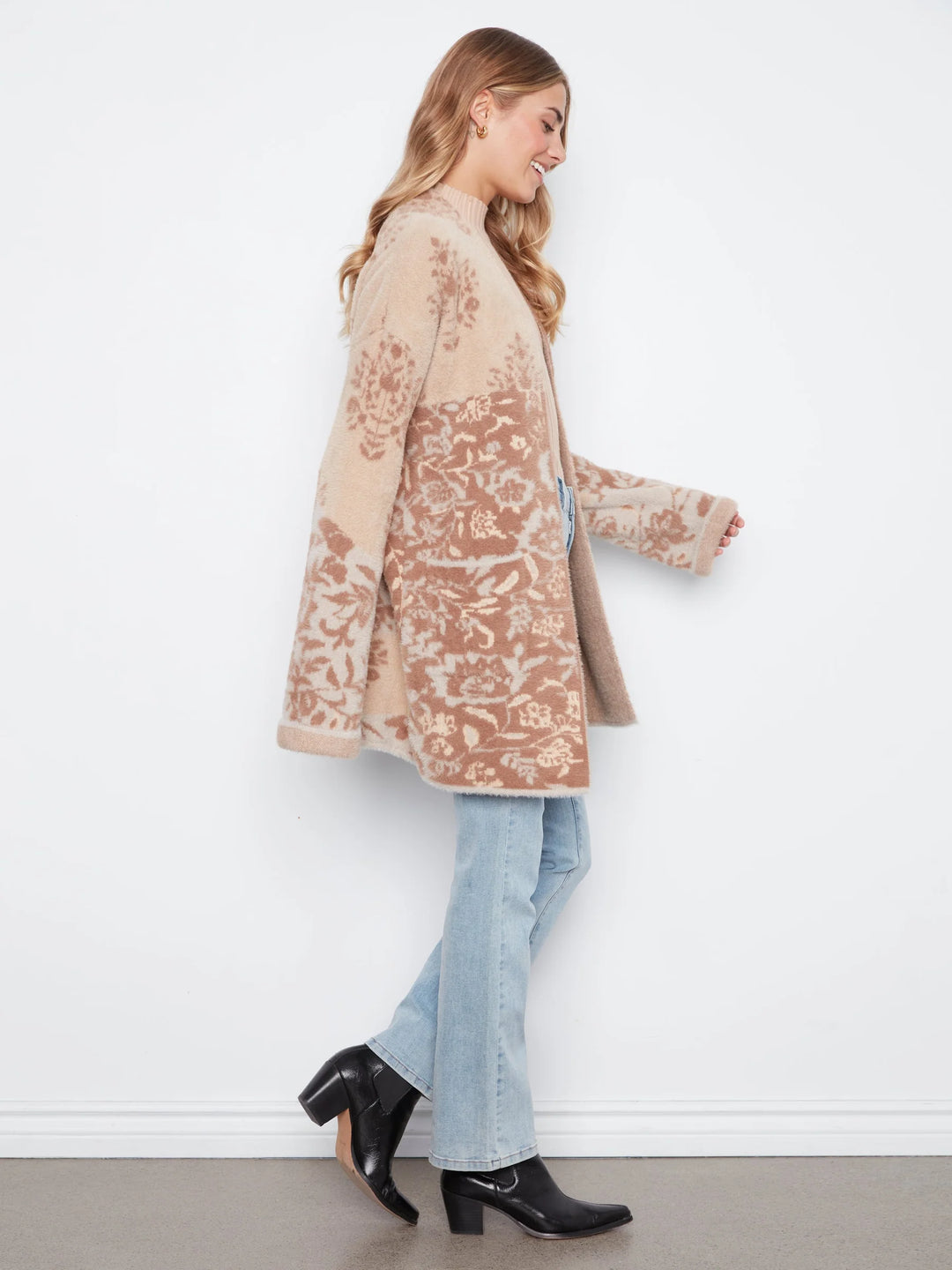 Wide Sleeve Cardigan With Patch Pocket