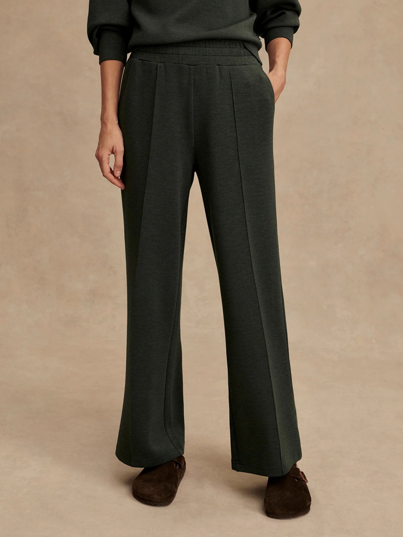 The Wide Leg Pant 28 in Olive Marl