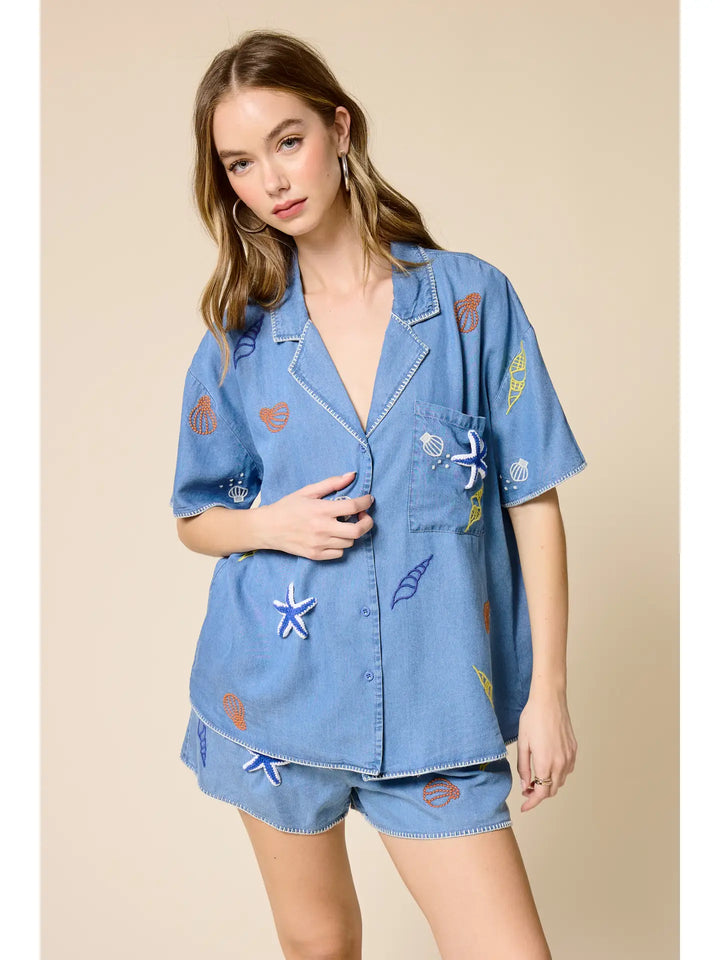 Coastal Chambray Top