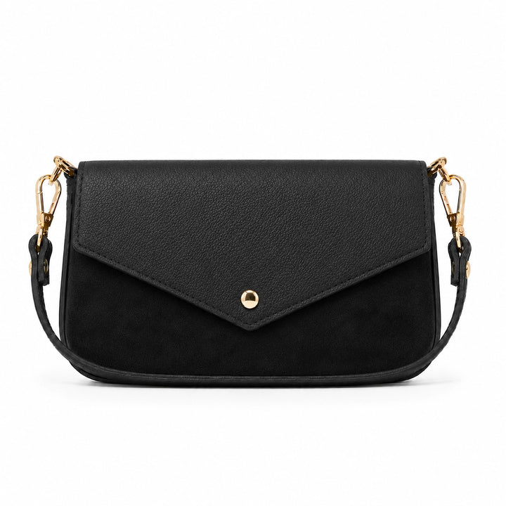 Leather Handle &amp; Suede Crossbody Bag