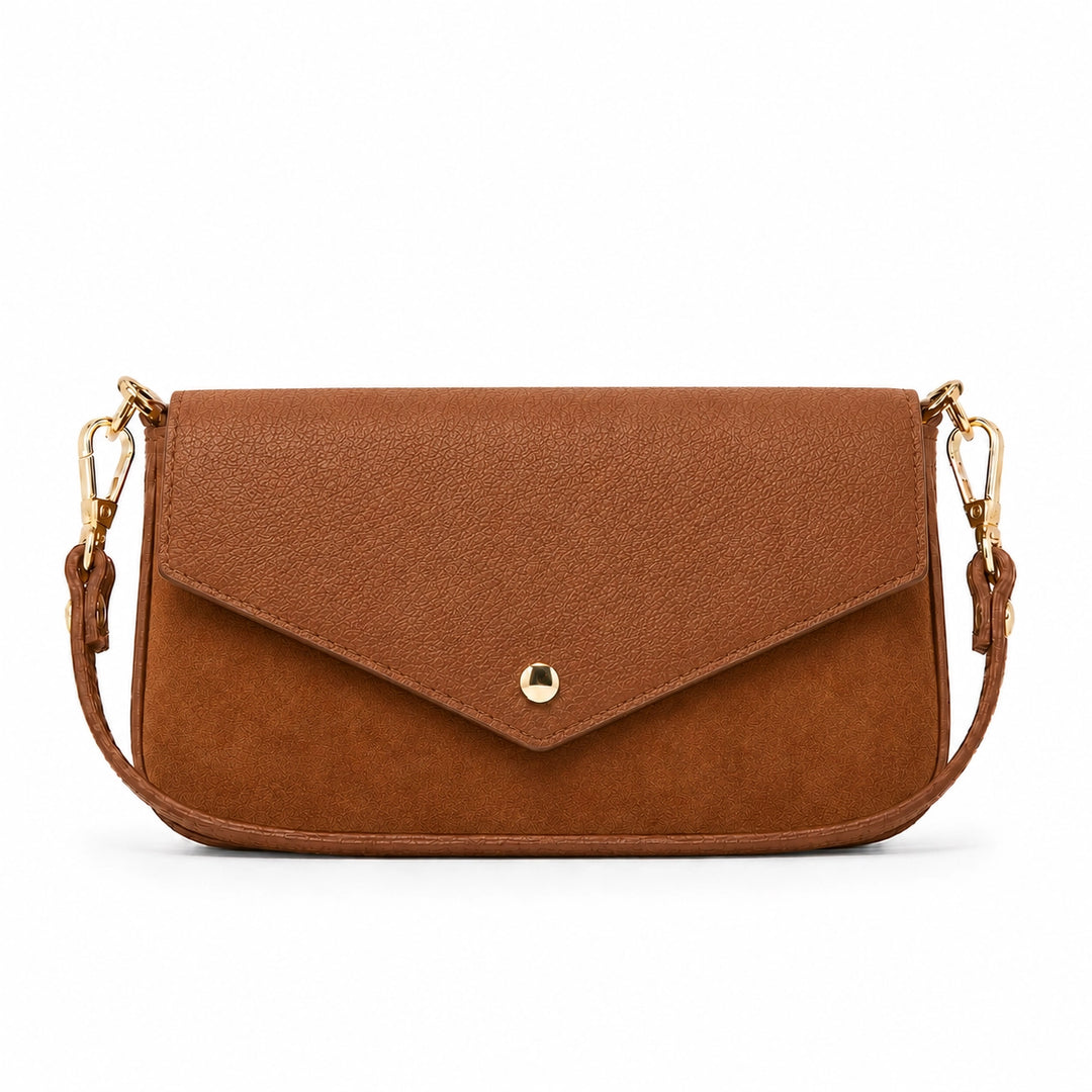 Leather Handle &amp; Suede Crossbody Bag