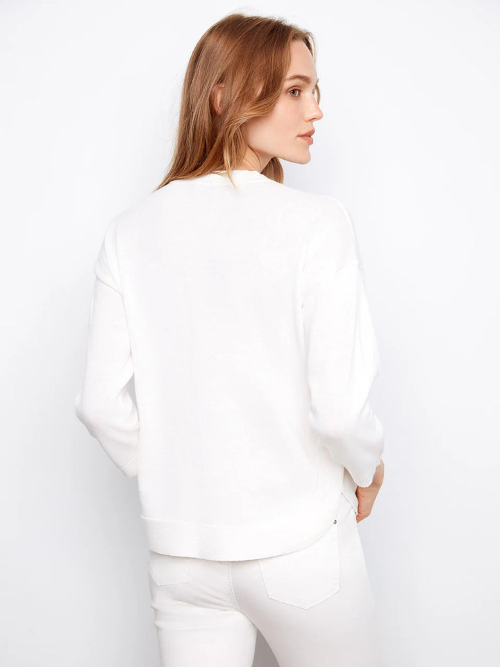 3/4 Sleeve Sweater With Curved Hem