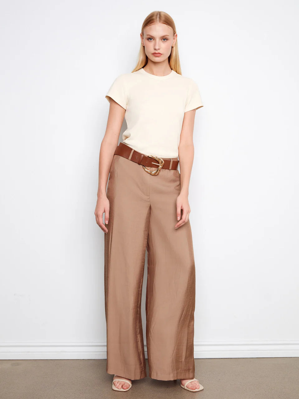 Satin Belted Wide Leg