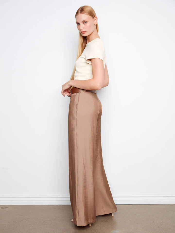 Satin Belted Wide Leg