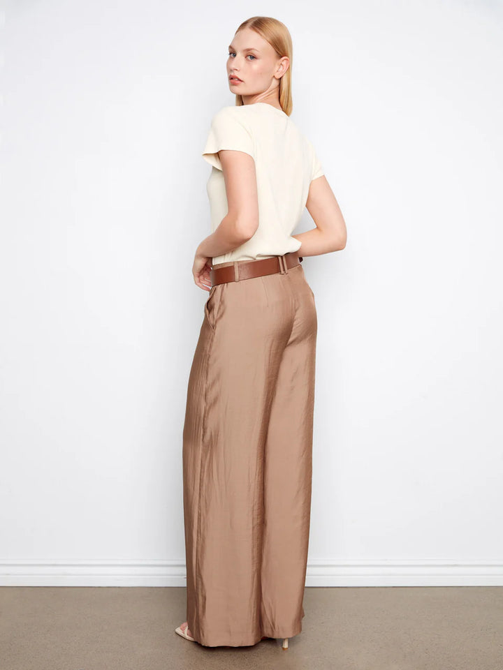 Satin Belted Wide Leg