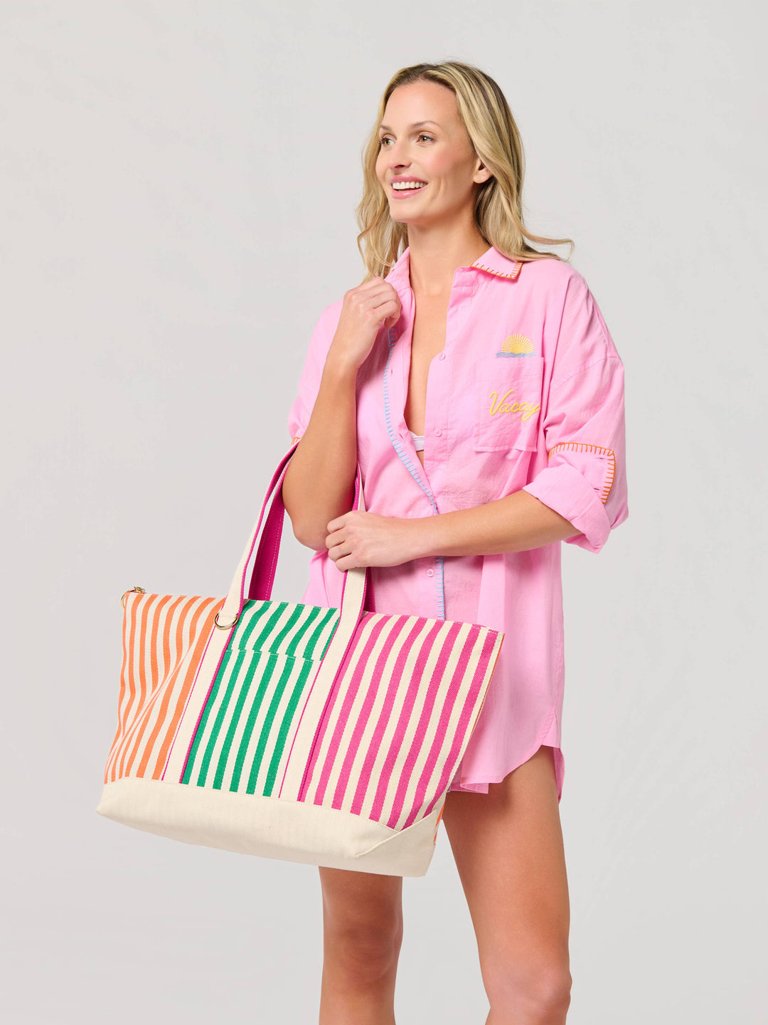 PORT STRIPE TOTE: BLUE