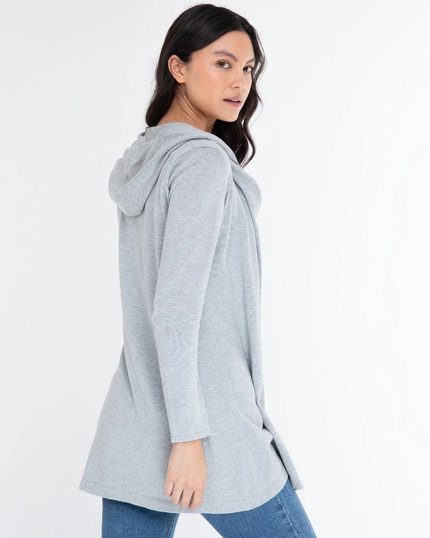 Cotton Cashmere Fly Away Hooded Cardigan