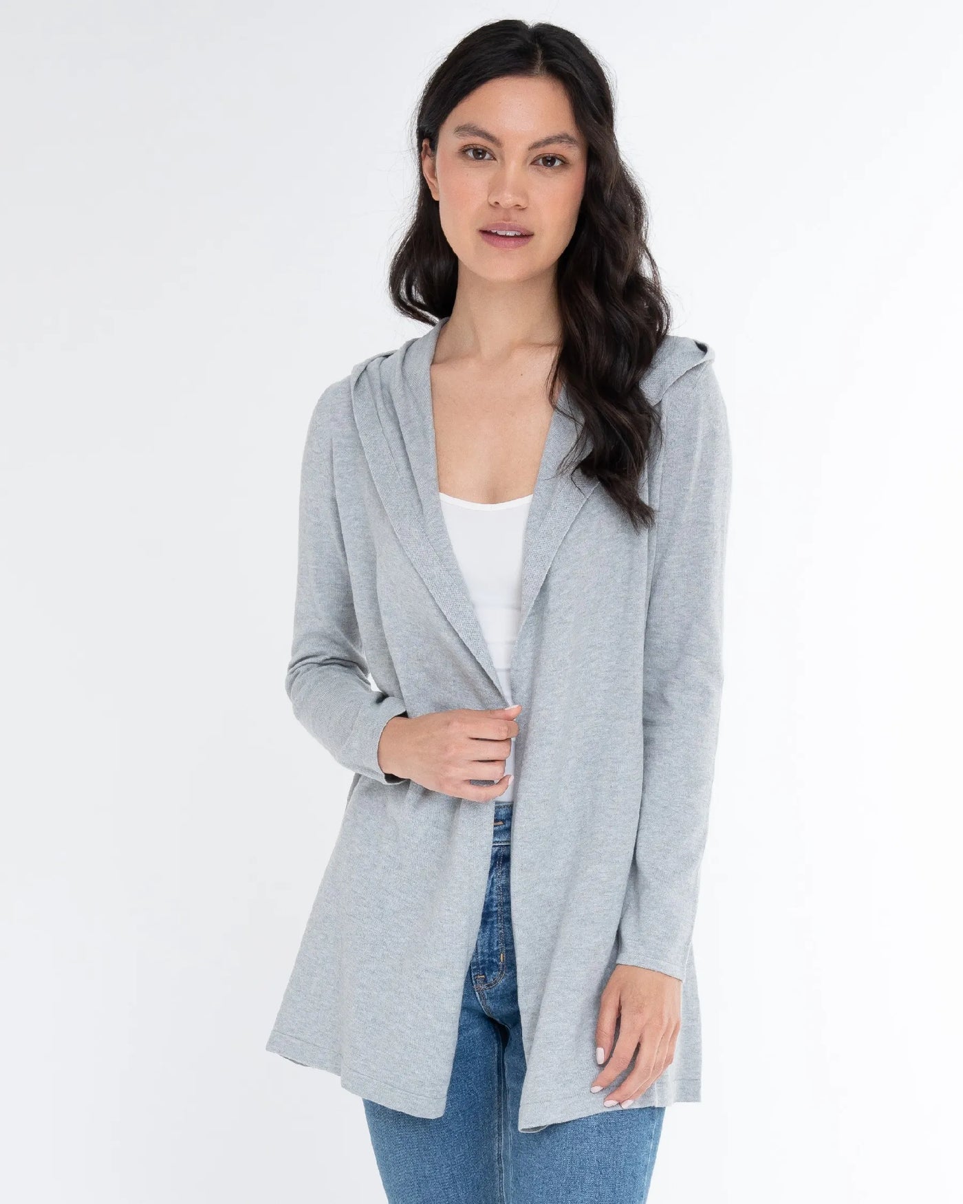 Cotton Cashmere Fly Away Hooded Cardigan