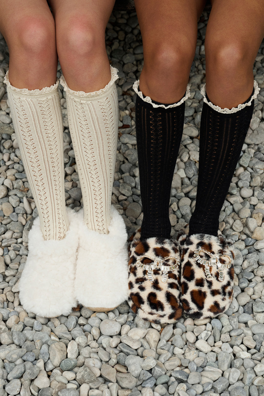 Misty Net Pointelle Tall Sock in Black