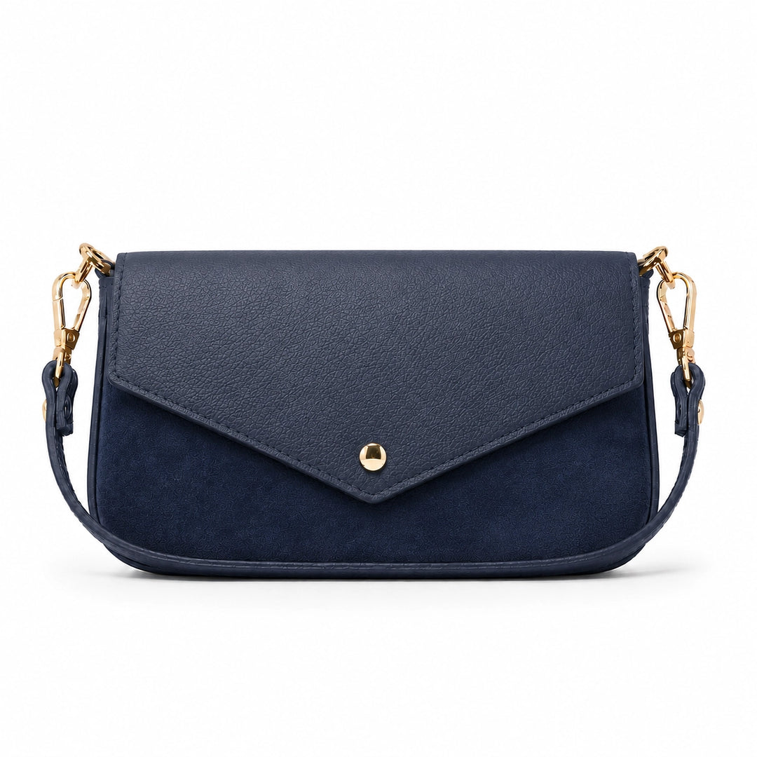 Leather Handle &amp; Suede Crossbody Bag