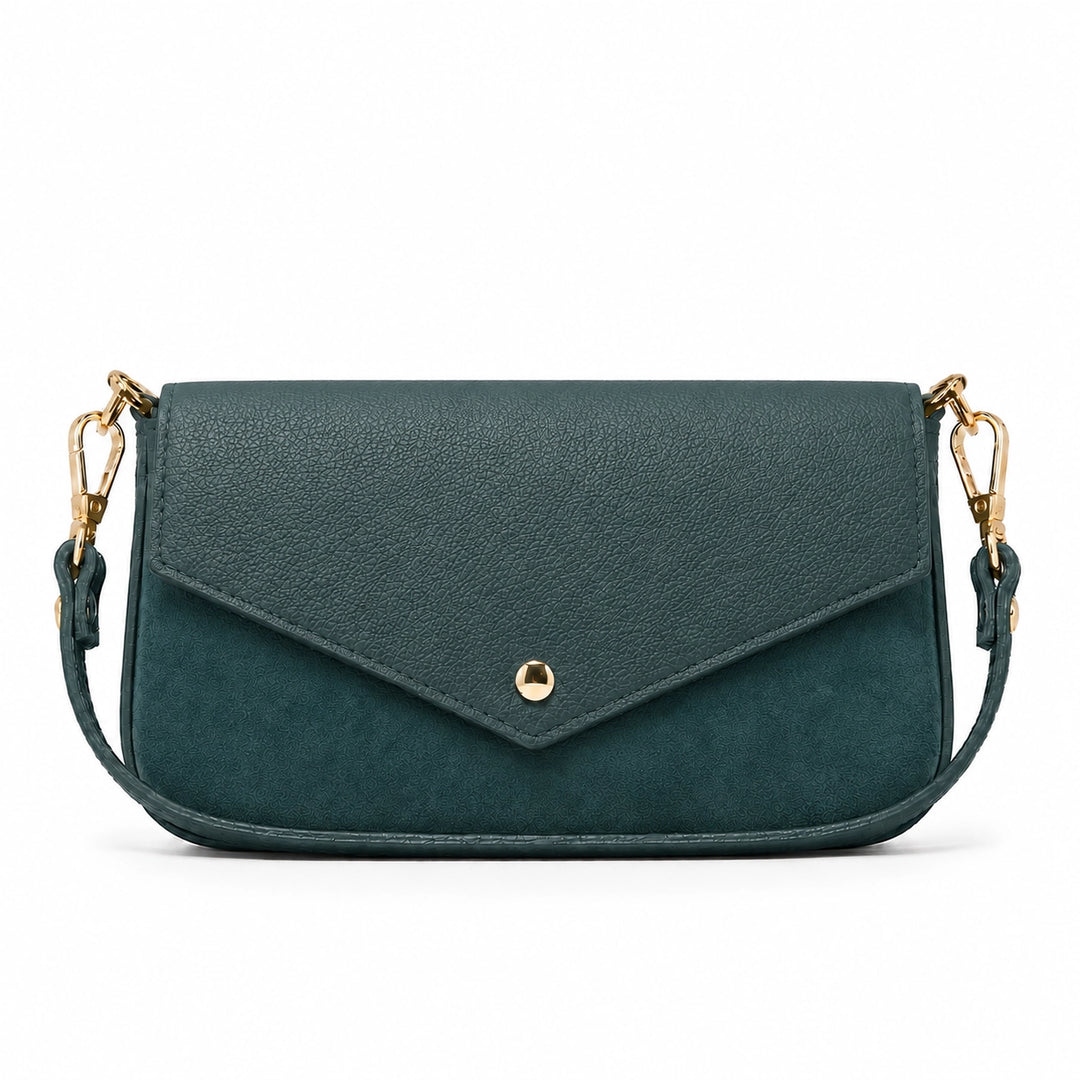 Leather Handle &amp; Suede Crossbody Bag