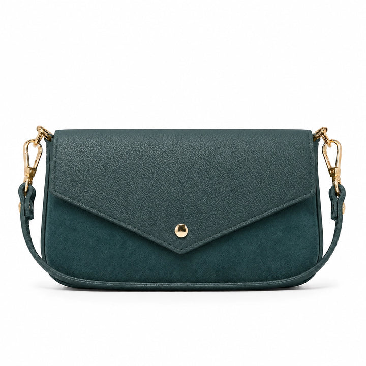 Leather Handle &amp; Suede Crossbody Bag