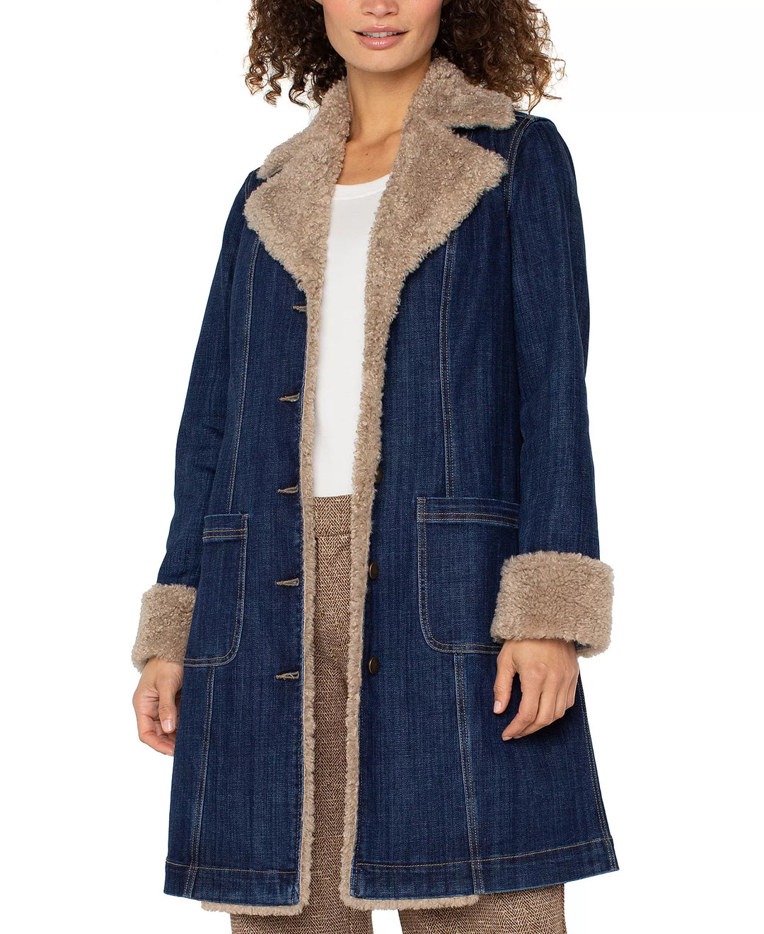 sherpa trimmed notch collar jacket 38&