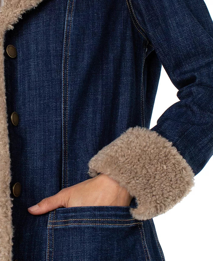 sherpa trimmed notch collar jacket 38&
