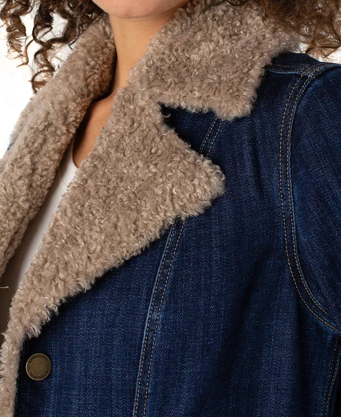 sherpa trimmed notch collar jacket 38&