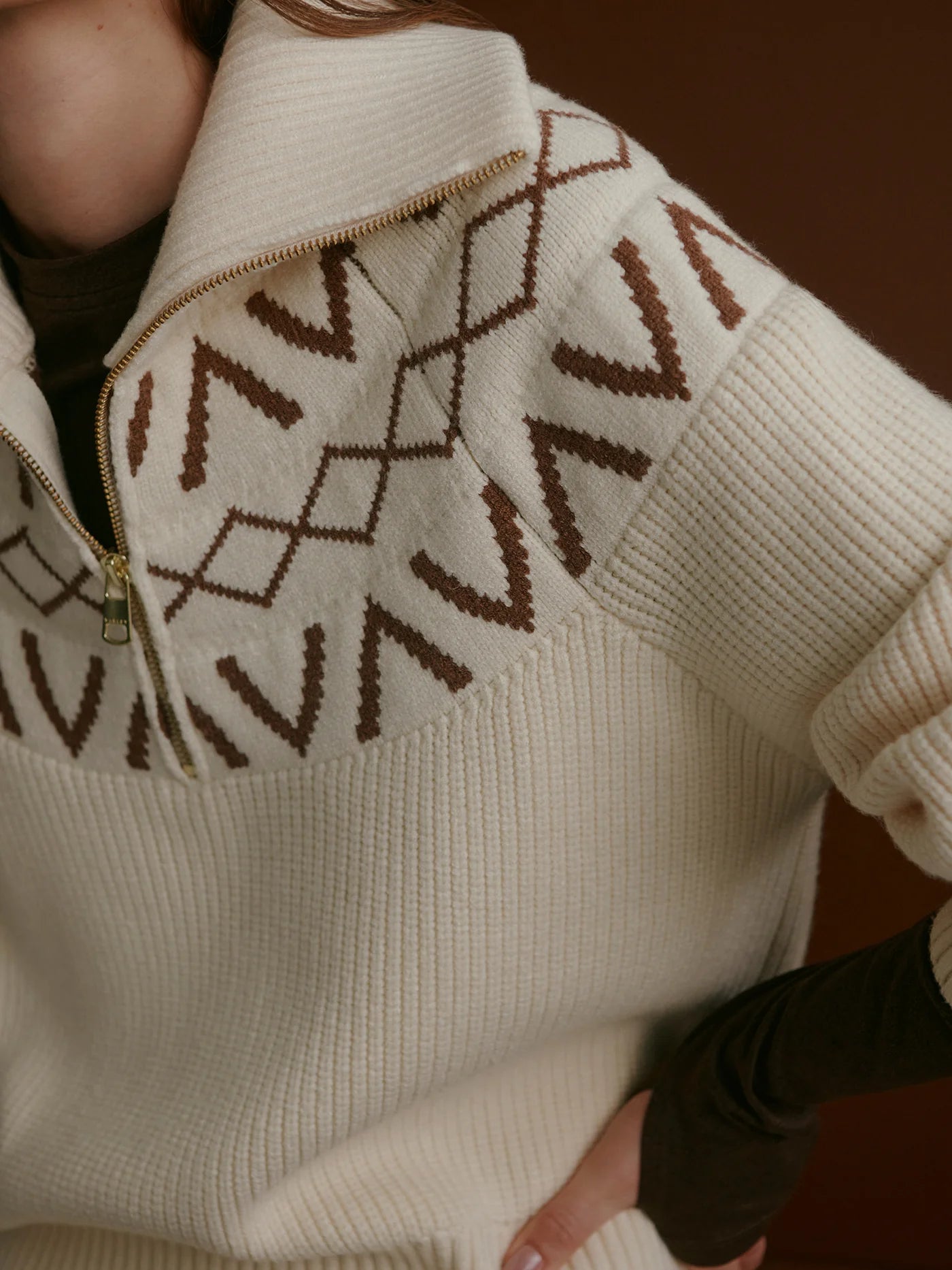 sigrid fairisle half zip knit