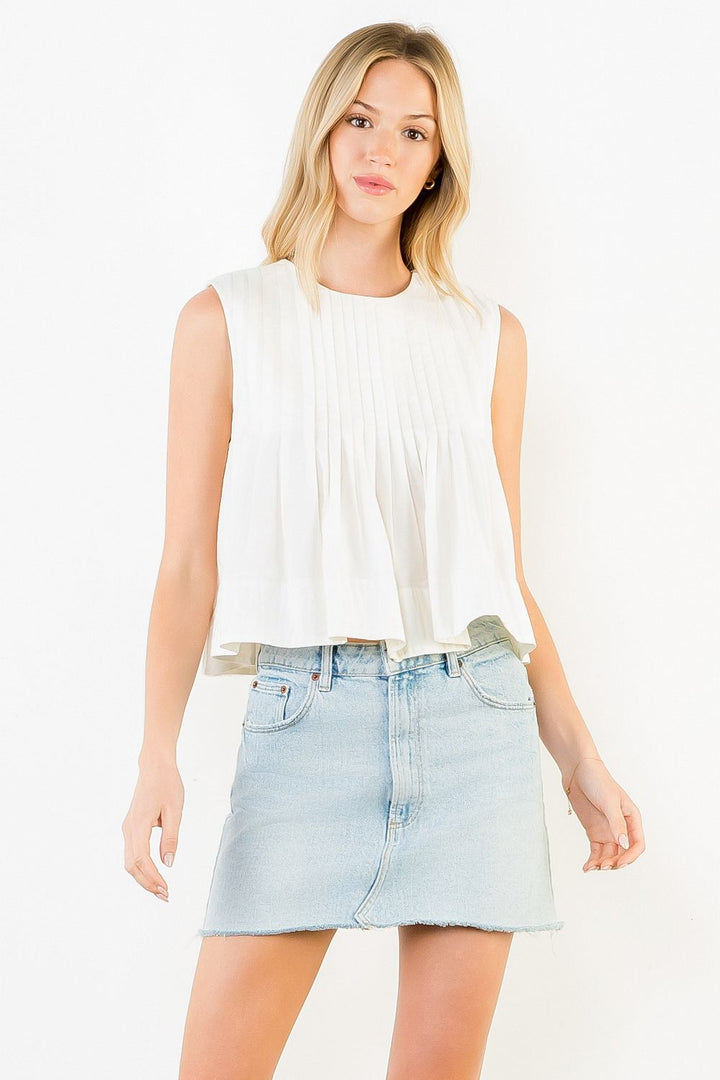 Sleeveless Pleated Flowy Top