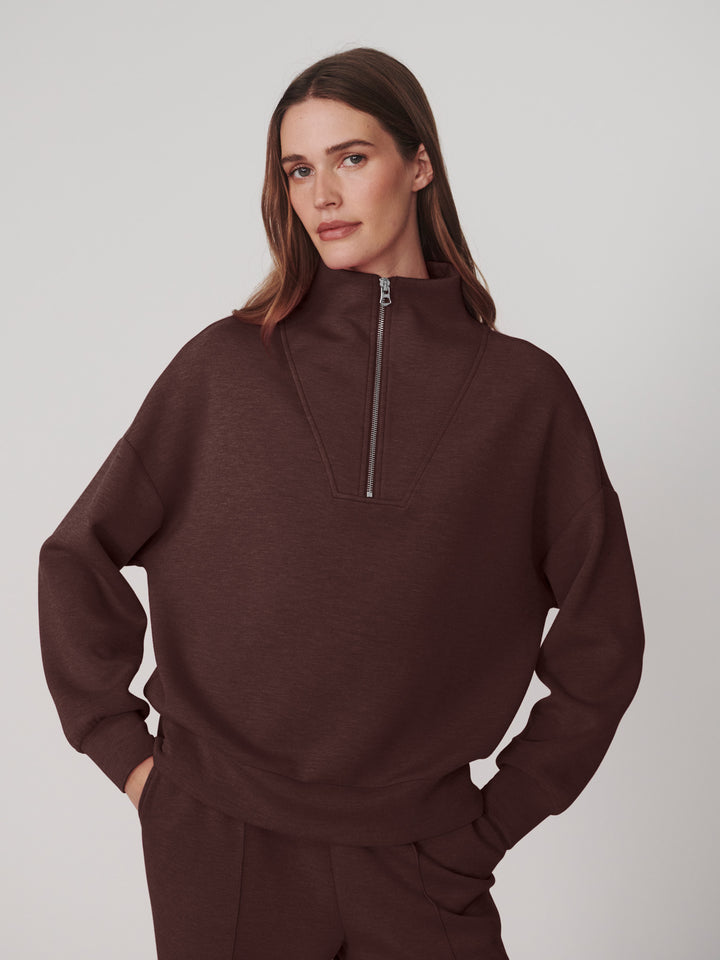 Hawley Half Zip Sweat in Coffee Bean Marl