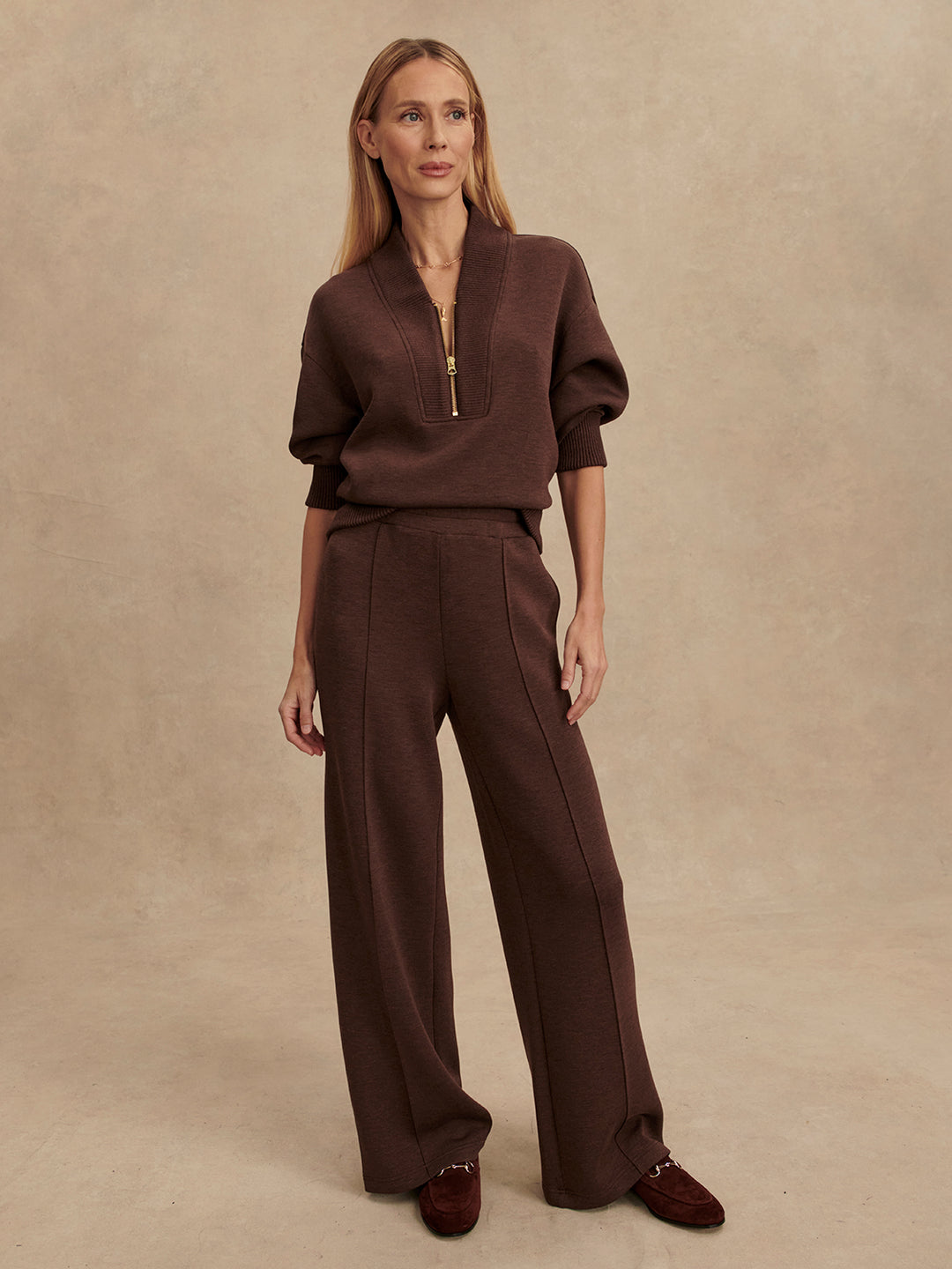 The Wide Leg Pant 30 in Coffee Bean Marl