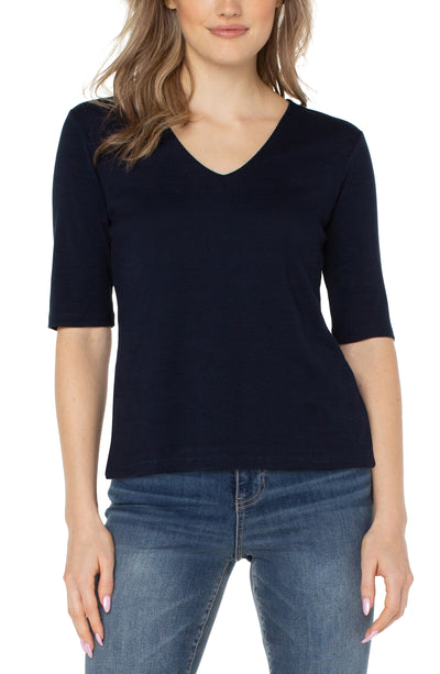 Double Layer V Neck Rib Knit Top