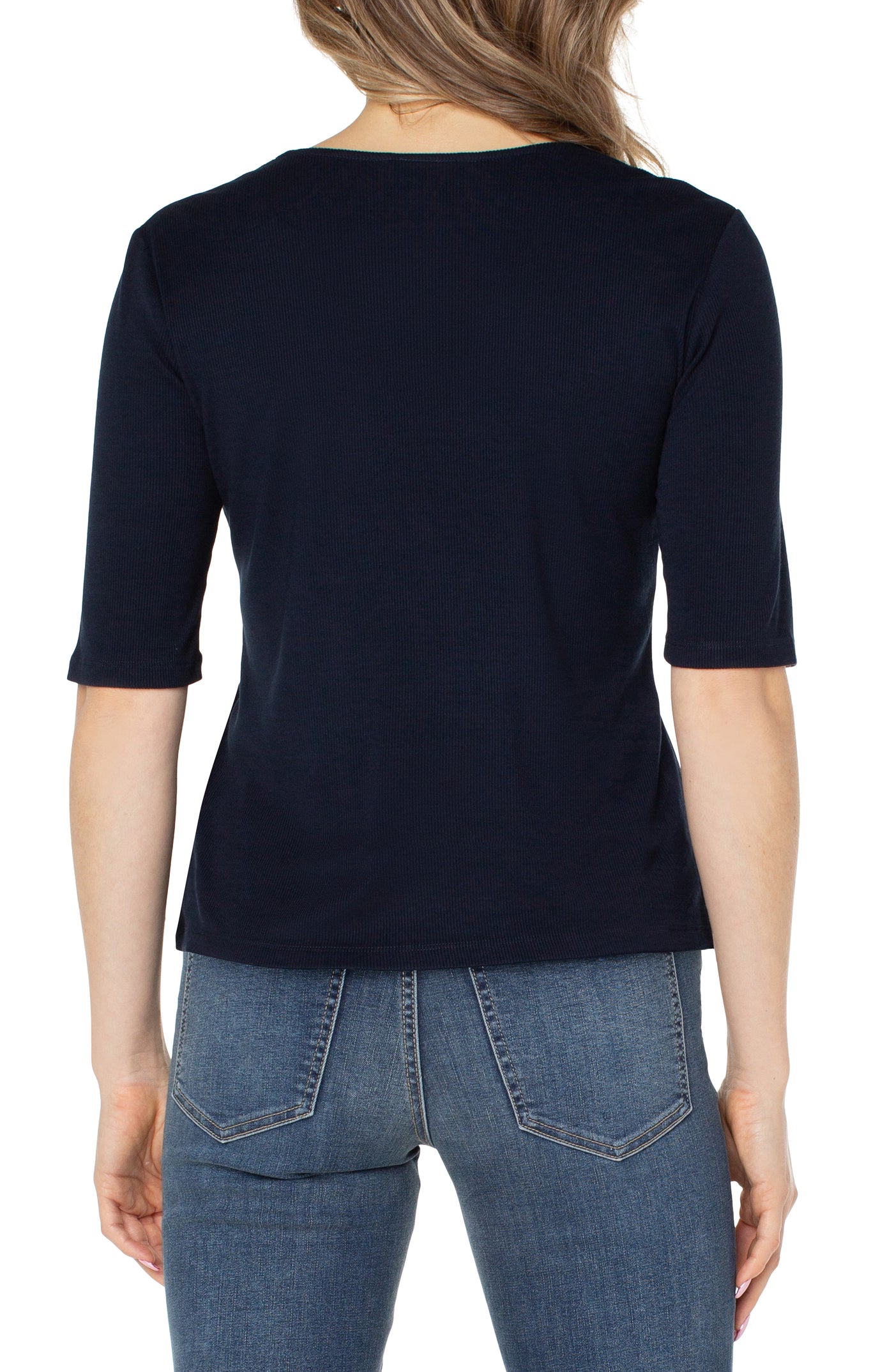 Double Layer V Neck Rib Knit Top