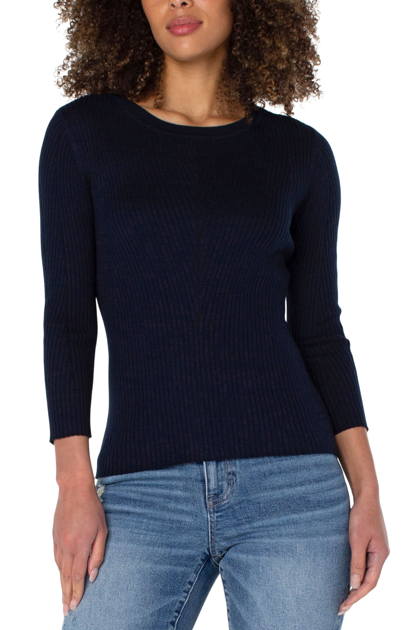 Crewneck Sweater with Pointelle