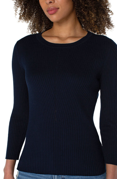 Crewneck Sweater with Pointelle