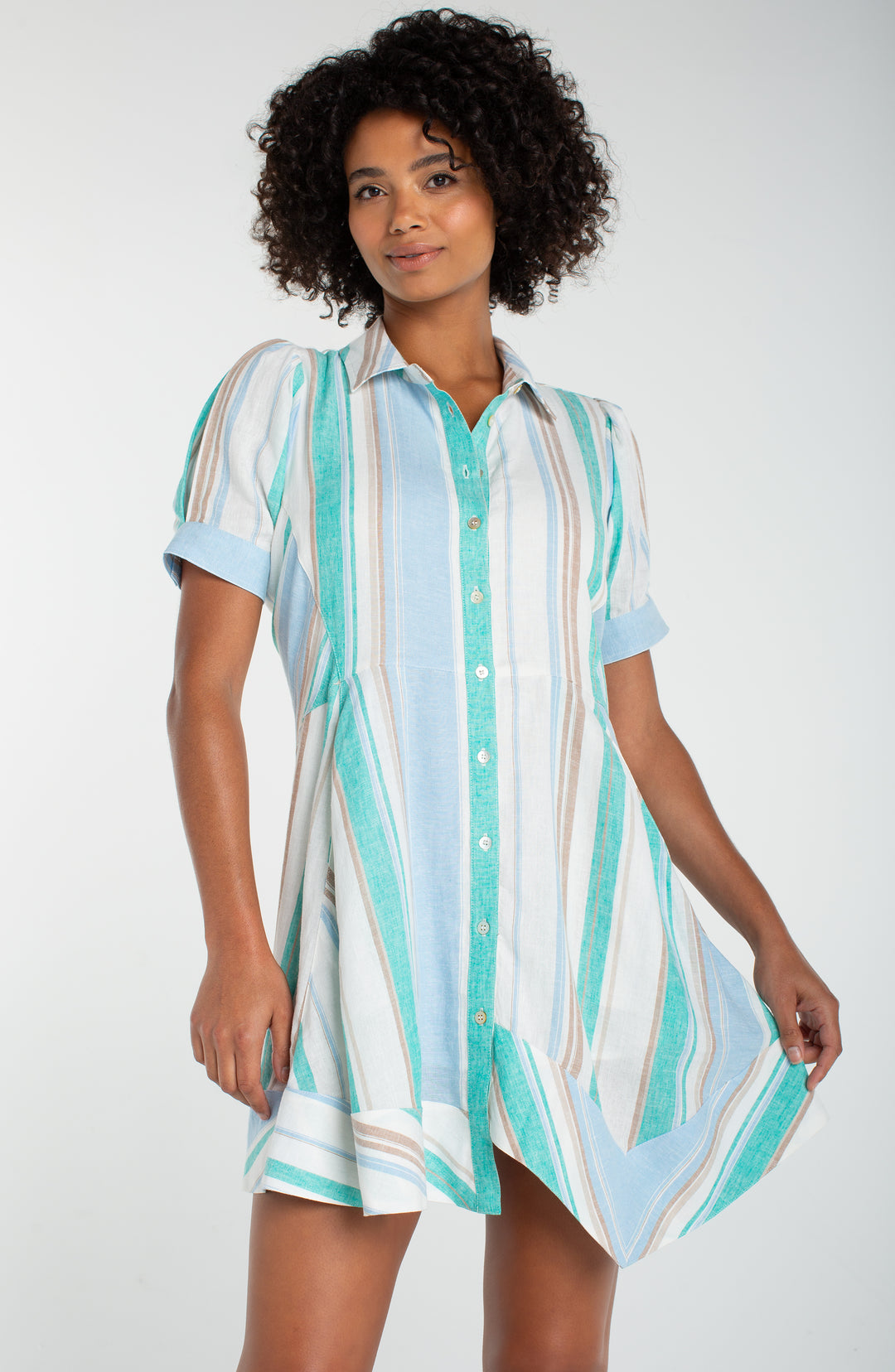 SS Raglan Asym Hem Woven Shirt Dress