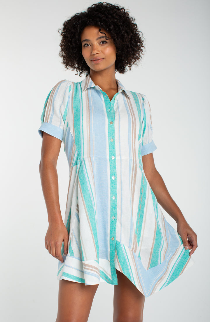 SS Raglan Asym Hem Woven Shirt Dress
