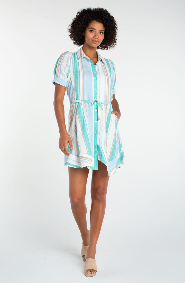 SS Raglan Asym Hem Woven Shirt Dress