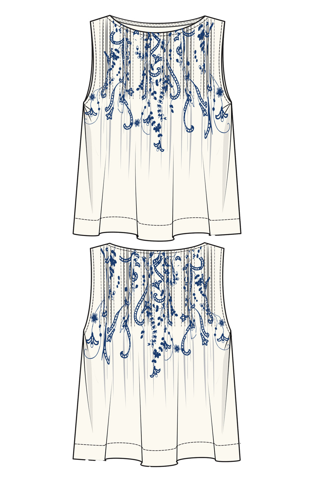 Sleeveless Boat Neck Woven Top w/ Pintucks