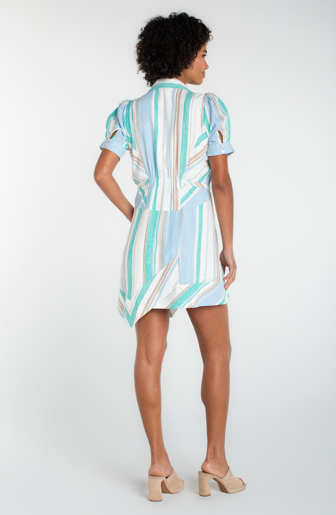 SS Raglan Asym Hem Woven Shirt Dress