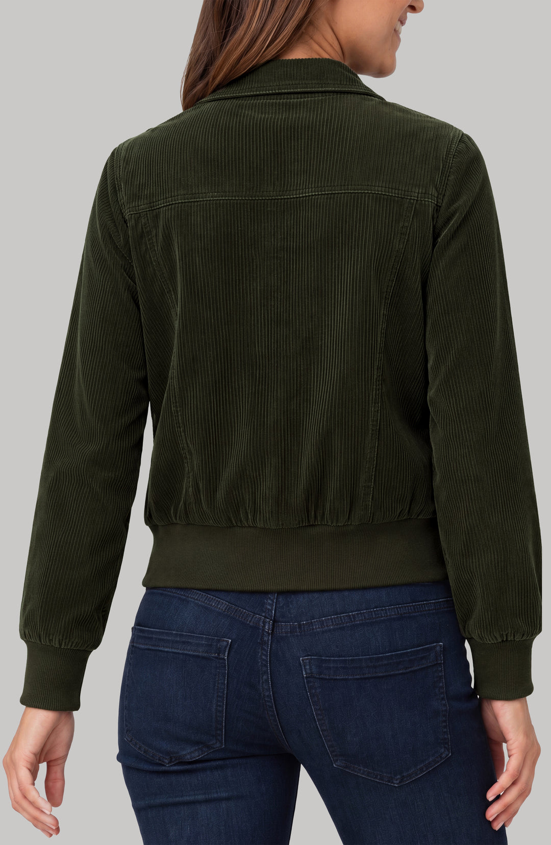 zip front collared bomber jacket