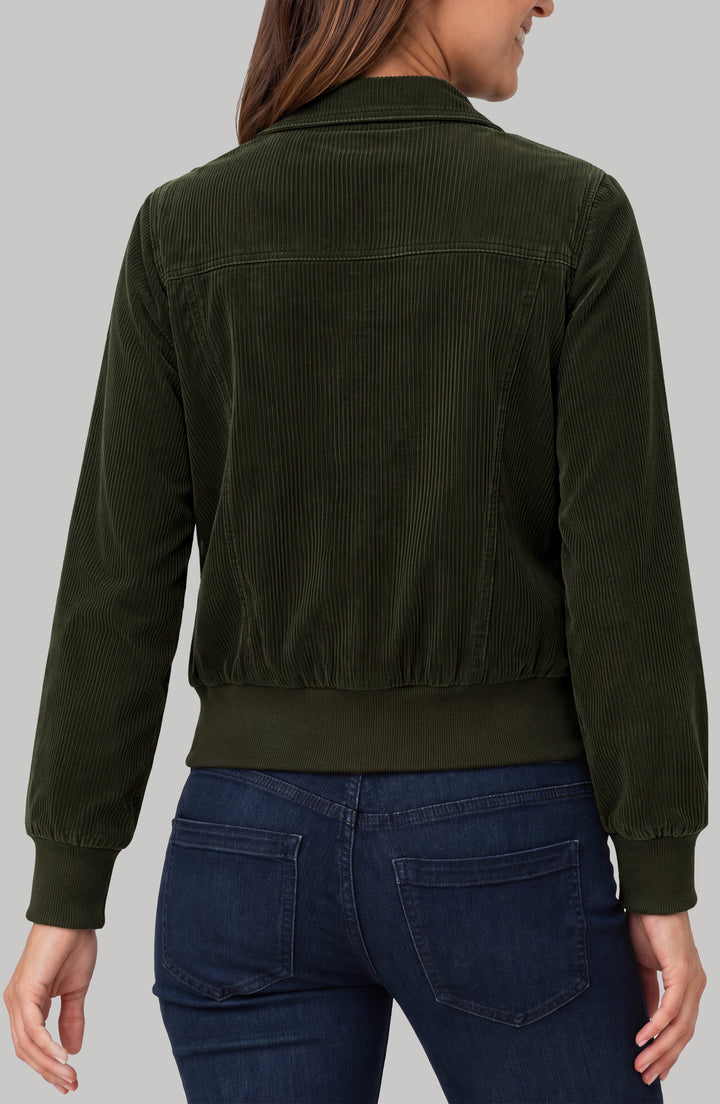 zip front collared bomber jacket