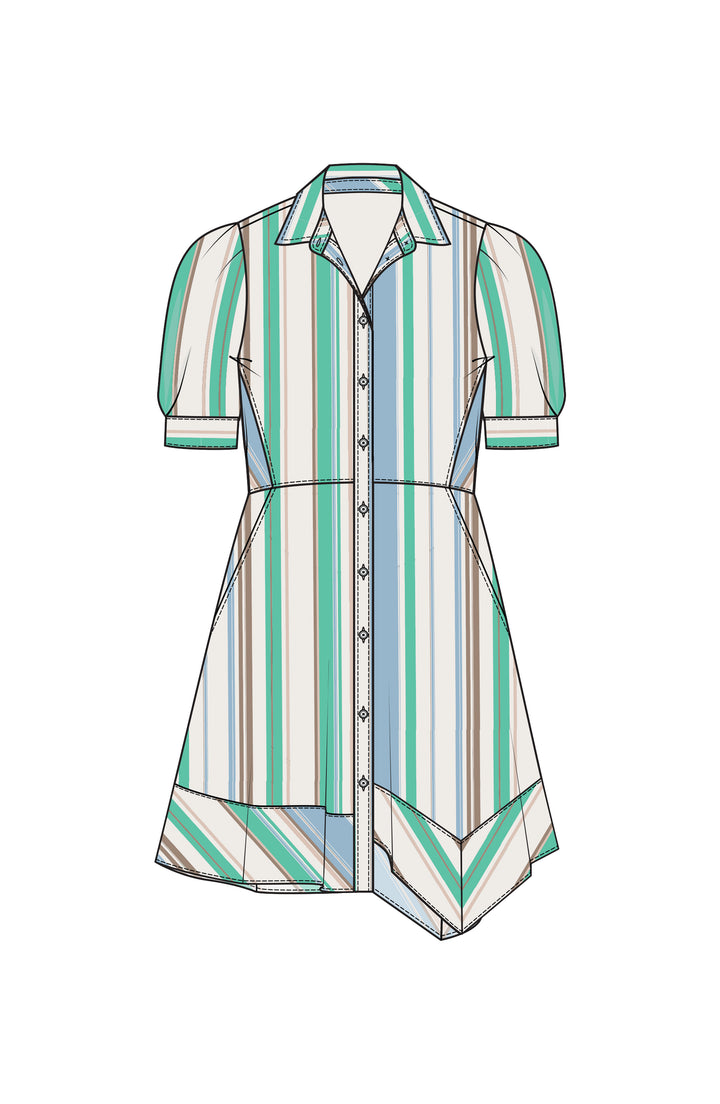SS Raglan Asym Hem Woven Shirt Dress
