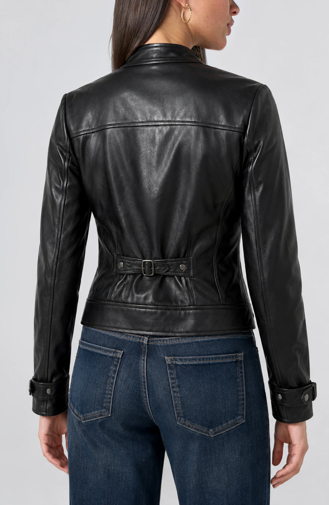 Zip Front Moto Jacket w/ Buckle