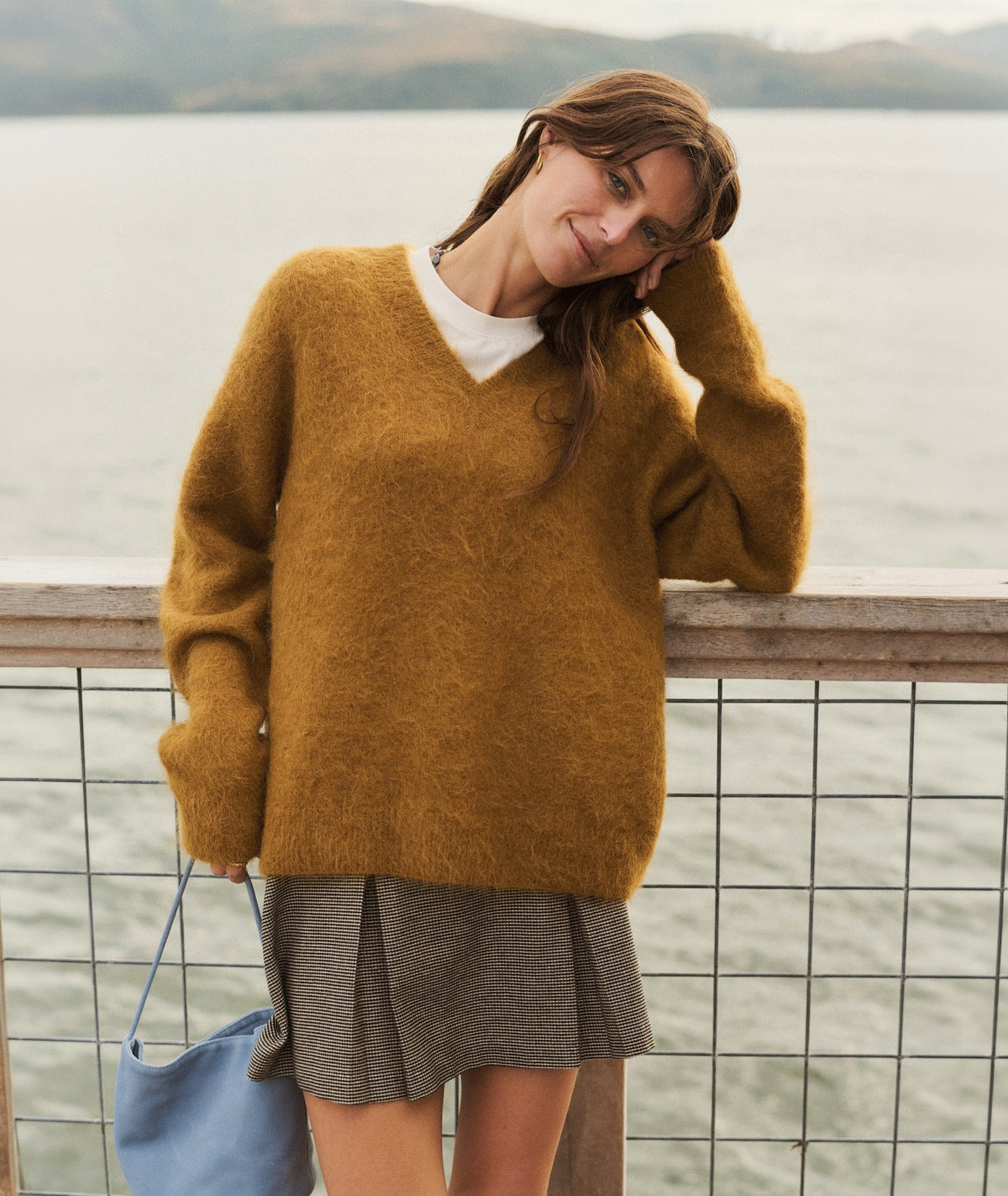 Suri Alpaca V-Neck Sweater - Golden Deep