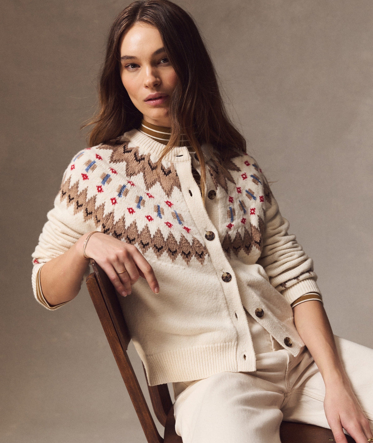 Fiorella Fair Isle Cardigan - Ivory