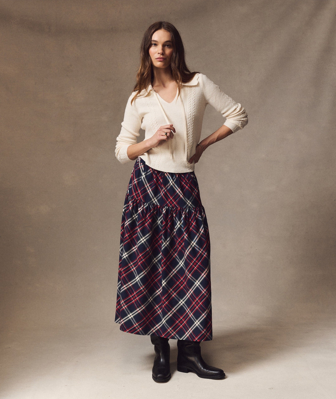 Gia Oxford Midi Skirt - Holiday Multi Plaid