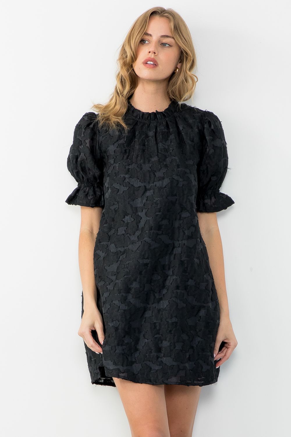 Textured Short Sleeve Dress