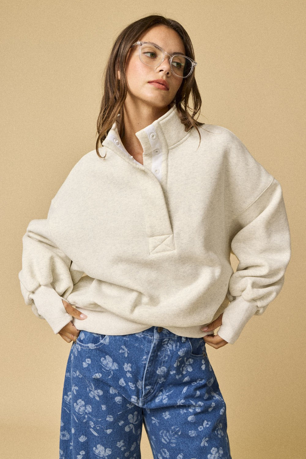 Snap Collard Sweatshirt