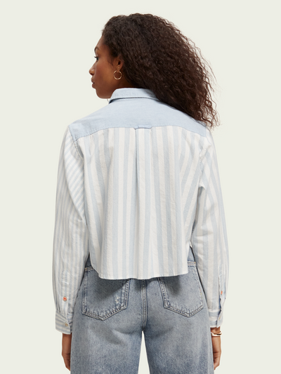 Stripe Mix Cropped Boxy Fit Shirt